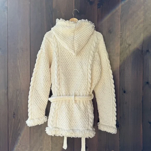 100% WOOL CHUNKY KNIT HOODED CARDIGAN - Picture 3 of 4